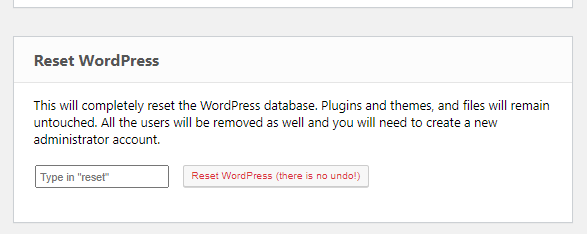 Reset your WordPress site 