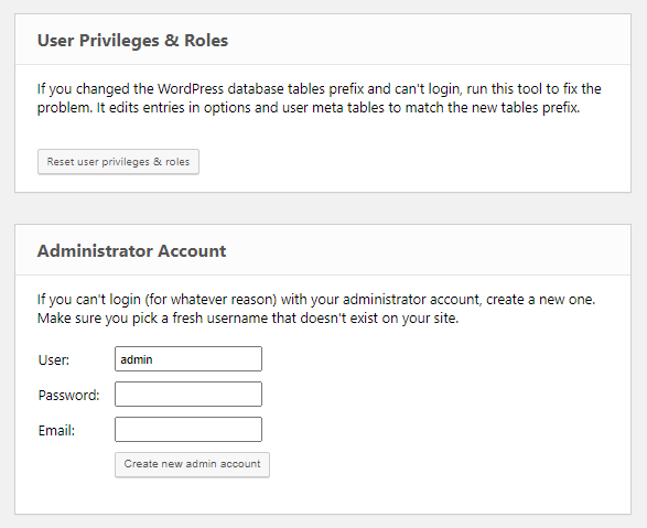 Administrator Account & User Privileges/Roles